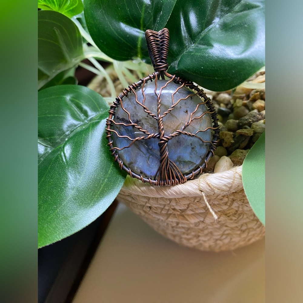 Copper wrapped Labradorite with “Tree of Life” - Picture 2 of 4
